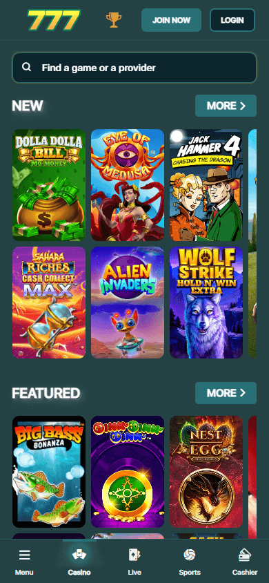 Coleção de jogos populares da 777Bet incluindo slots e roleta